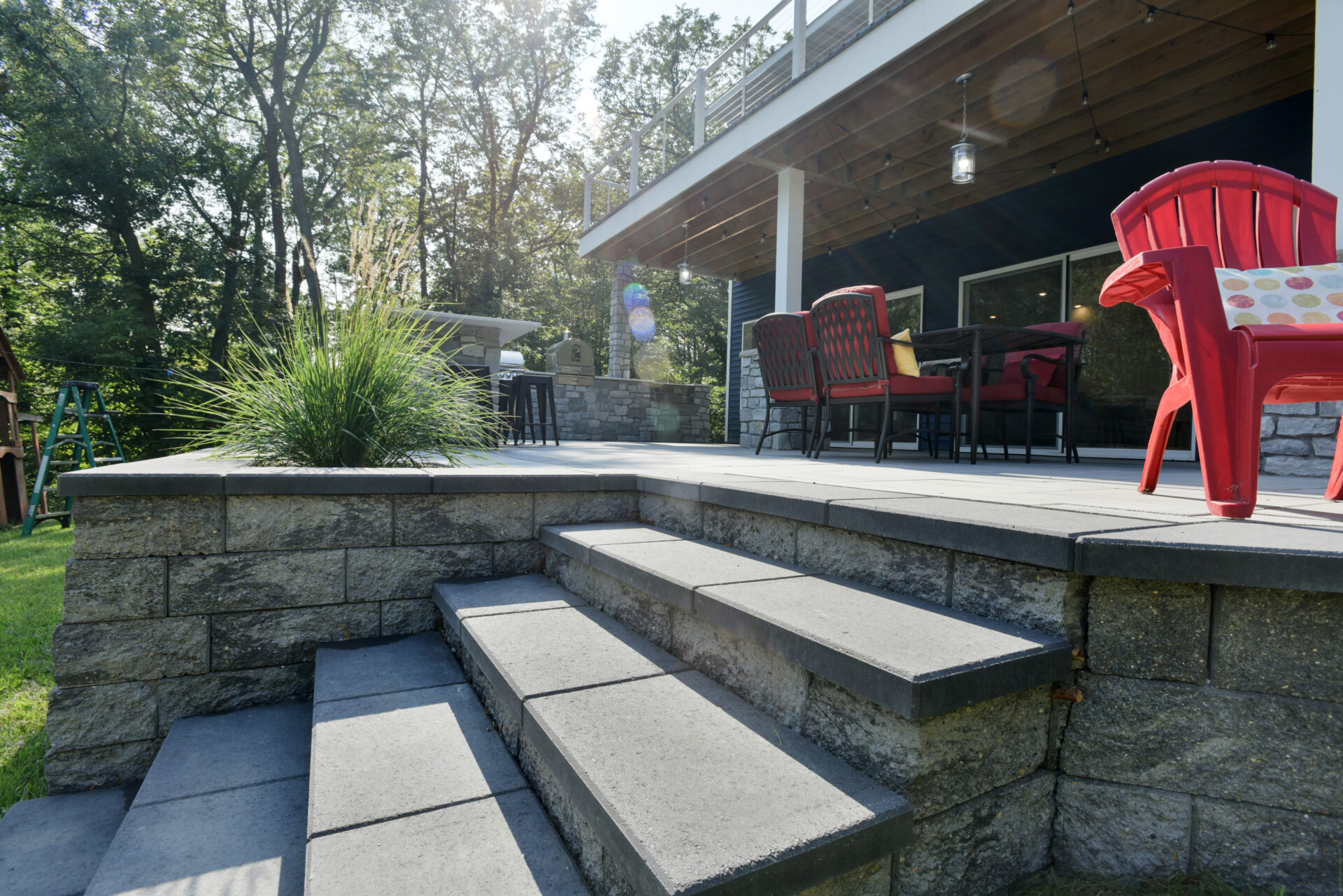 Lake House Patio Stairs Landscaping