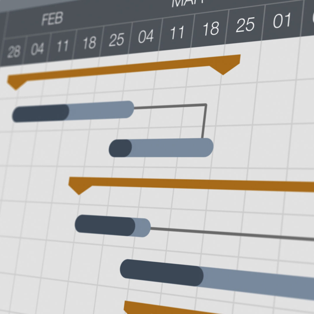 Closeup View of Project Management Gantt Chart